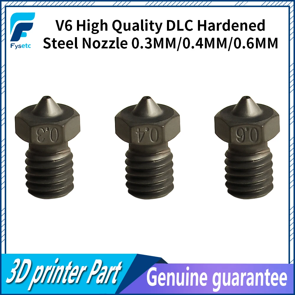 

Сопло FYSETC V6 DLC с покрытием V6, сопла из закаленной стали 0,3/0,4/0,6 мм, сопла с высокой термостойкостью для Ender 3 Prusa i3 MK3S +