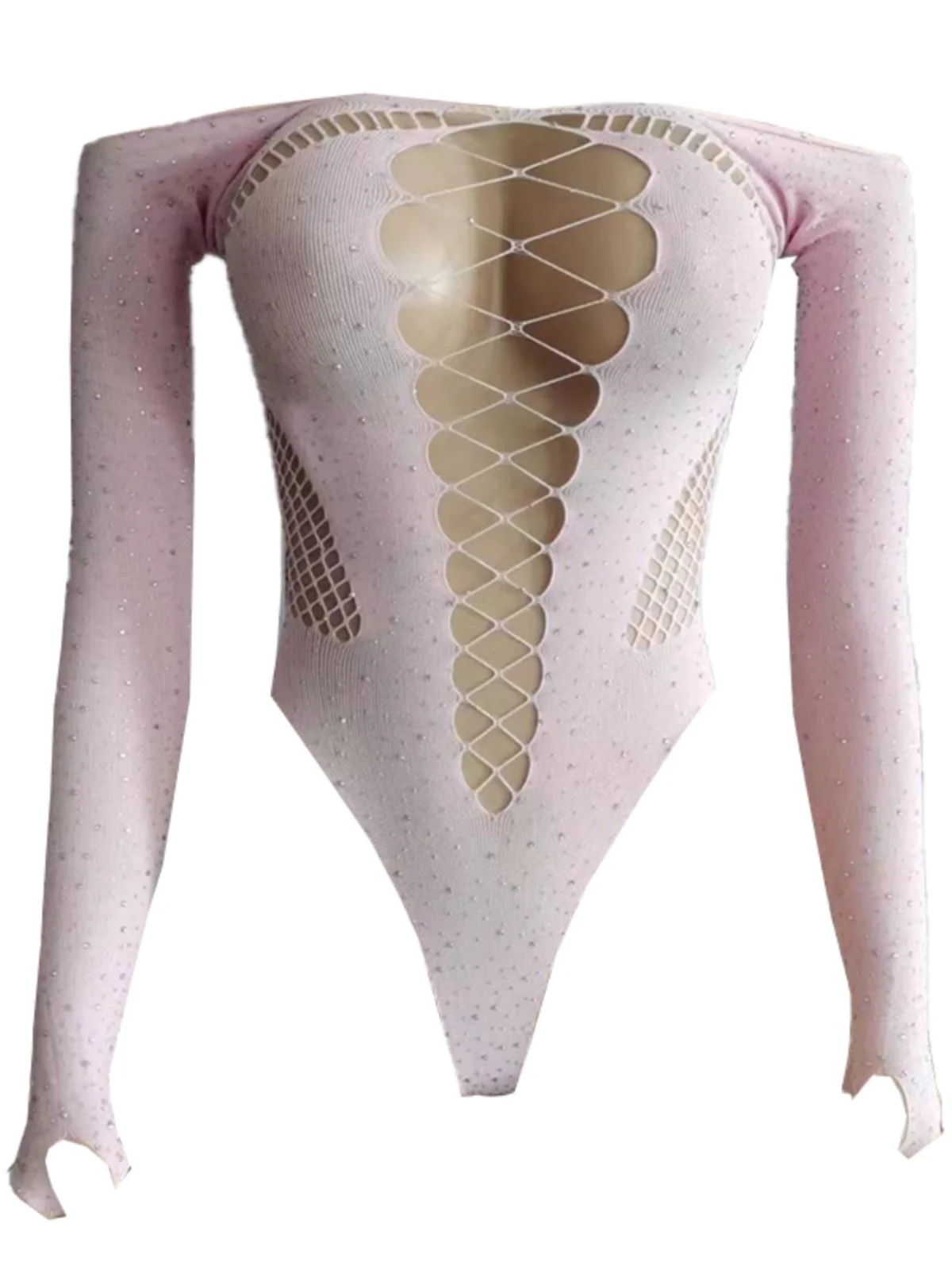 Y2K Sexy adelgazante ahueca hacia fuera el diamante un hombro largo Sve Top Street Sle cintura alta pantalones ortopédicos exclusivos en línea