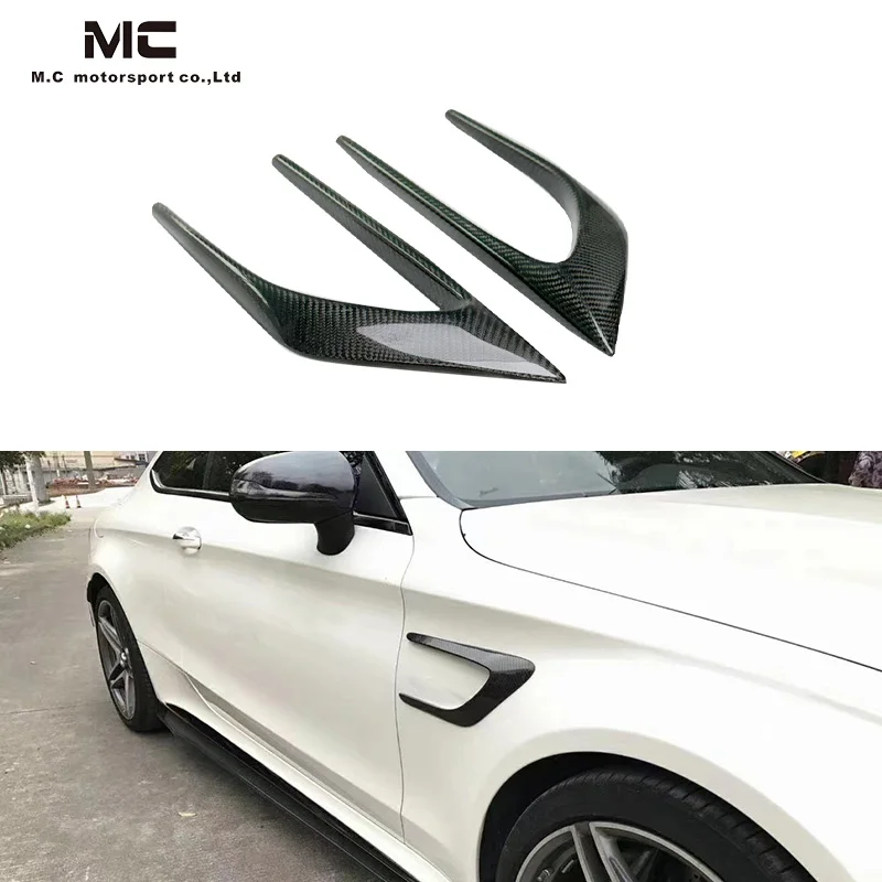 2PCS/SET Carbon Fiber W205 C63 Front Fender Scoop Vents Trims for  Benz C-Class W205 C63 AMG