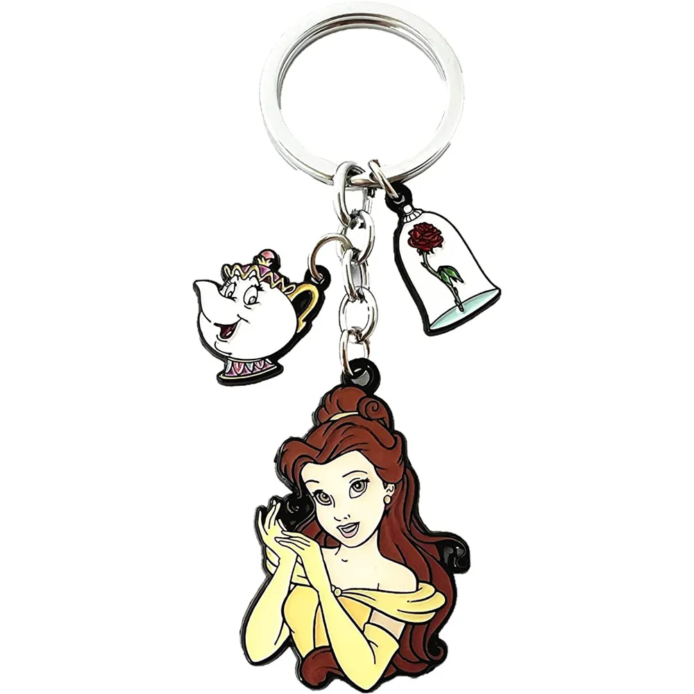 Disney New Cartoon Ice And Snow Fantasy Cinderella Princess Keychain Pendant Movie And Television Beauty And Beast Keychain