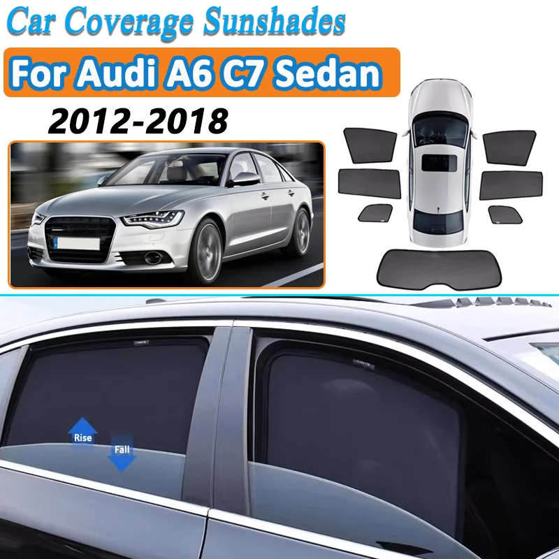 Car Mesh Shades For Audi A6 C7 Sedan 2012-2018 Window Sunshades Sunscreen Privacy Curtains Sun Visors Auto Accessories Mosquitos