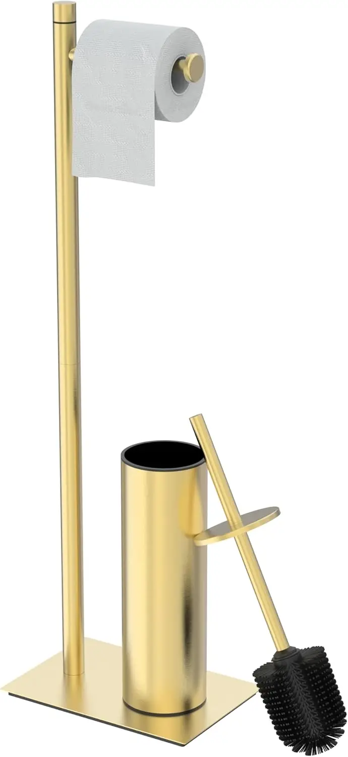 

Toilet Paper Holder Stand with Toilet Brush and Holder Set, 304 StainlSteel Bathroom Toilet Tissue