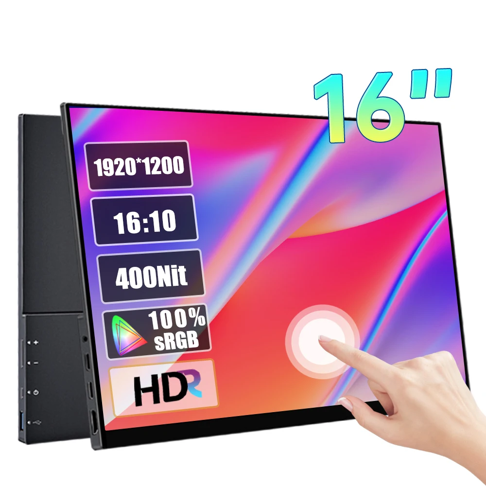 

14/16 Inch 1200p Touch Screen Portable Monitor 1920*1200P 16:10 100%sRGB USB-C Gaming Display For PC Phone Laptop XBOX PS4 PS5