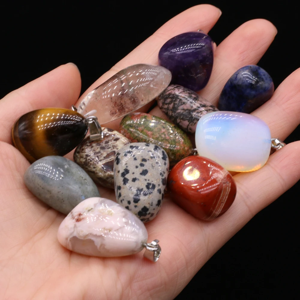 Natural Semi-precious Stone Pendant Irregular Cherry Blossom Agate for DIY Jewelry Making Necklace Size15x20-18x25