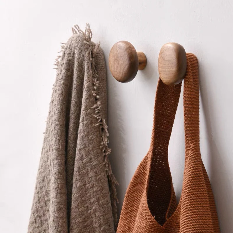 1/2pcs Black Walnut Keys Decoration Hooks Wall Mounted Clothes Bag Hanger Hook Kitchen Bathroom Robe Coat Towel Organizer Hook