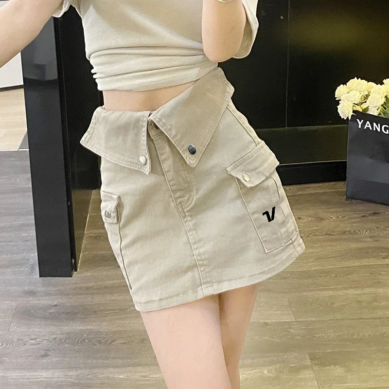 Summer High Waist A- Line Golf Skirt Women's Hip Golf Skirt American Denim Workwear Golf Skirt Fashion Casual Golf Clothing