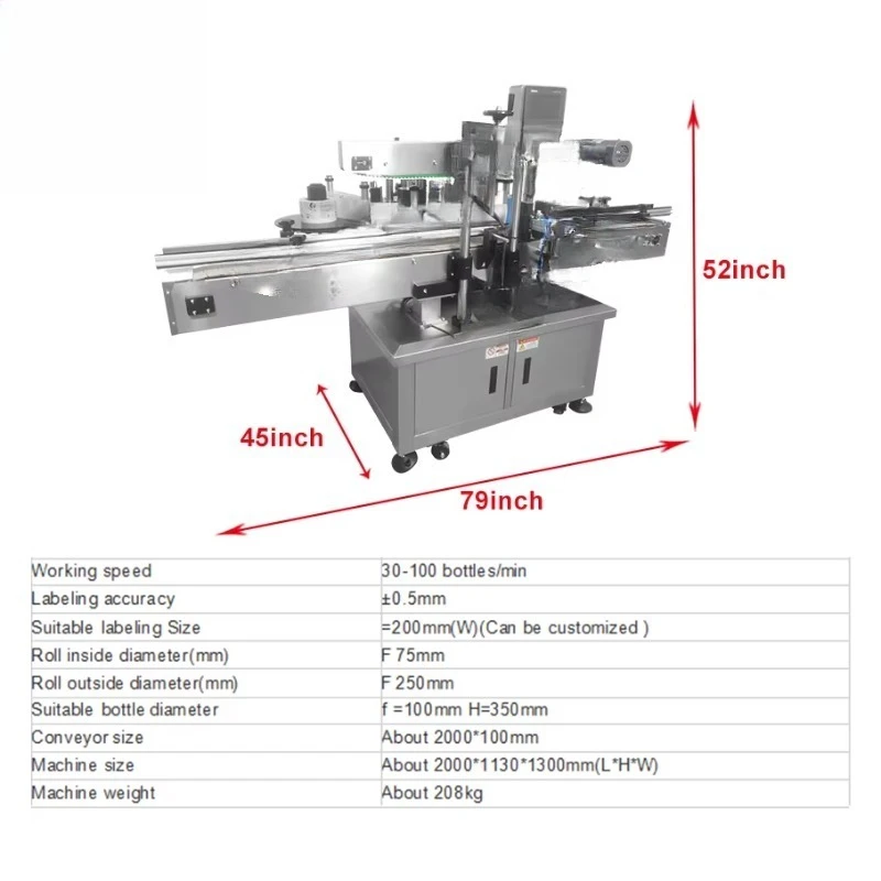 Label Sticking Machine Auto Single Side Flat Round Labeling Machine for Rectangular  Glass Plastic Bottles