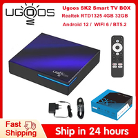 Ugoos SK2 Smart Set Top Box Realtek RTD1325 ARM Cortex-A55 4GB 32GB Android 12 Wifi6 BT5.2 TV Box RJ45 100M 4K HDR Media Player