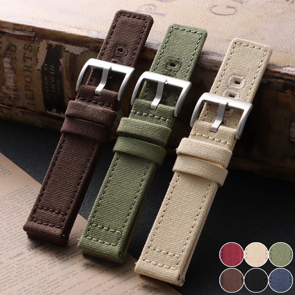 18mm 20mm 22mm Braided Canvas Watch Band for Samsung Galaxy Quick Release Bracelet for Huawei Nylon Replacement Watch Strap