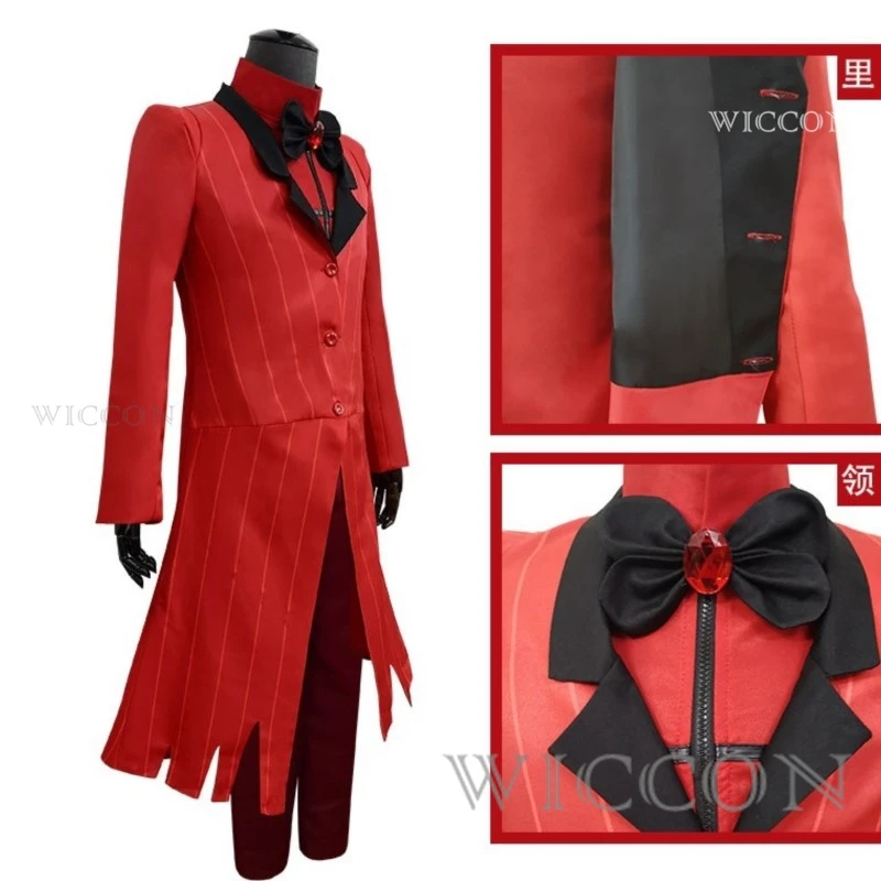 Hasbin cosplay hotel uniform alastor cosplay kostüm erwachsene männer halloween karneval weihnachts kostüme roter anzug anime cosplay