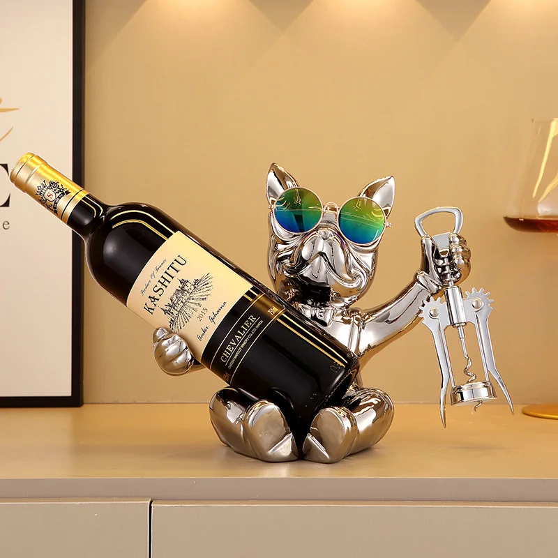 

Ceramic French Bulldog Sculpture, Wine Rack, Wine Cabinet Decorations, Wine Holder, Furnace