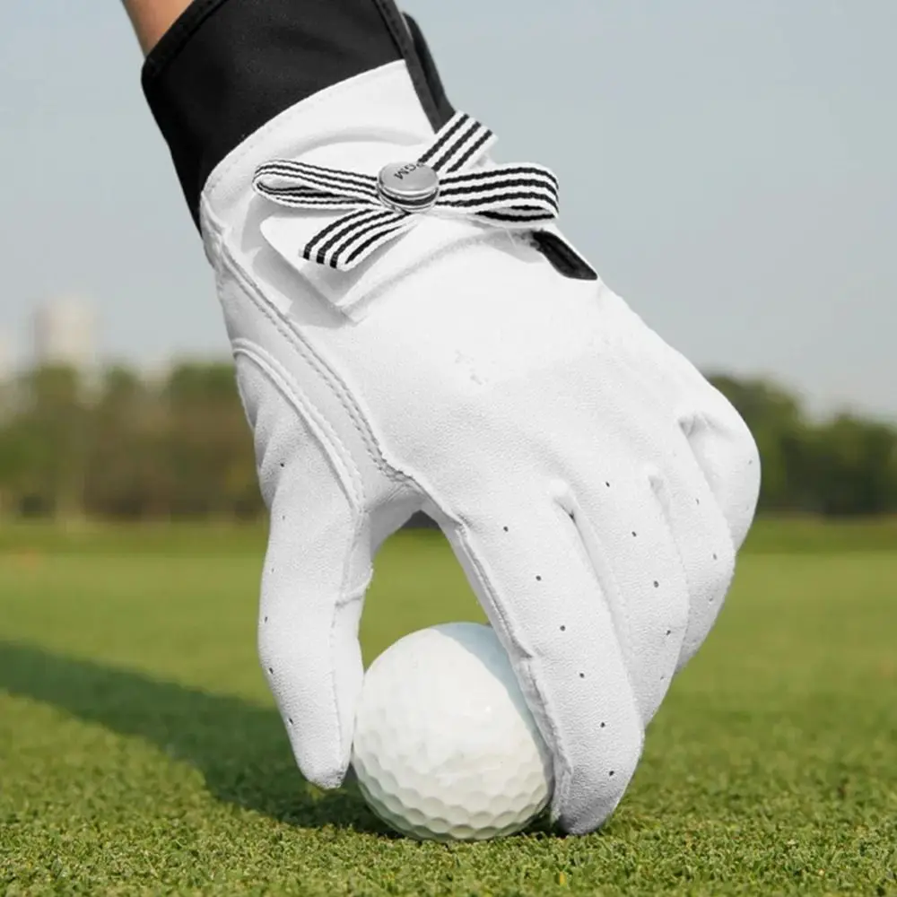 

1 Pair Breathable Sheepskin Women's Golf Gloves Comfort Non-slip Full Finger Golf Gloves Removable Mark Soft