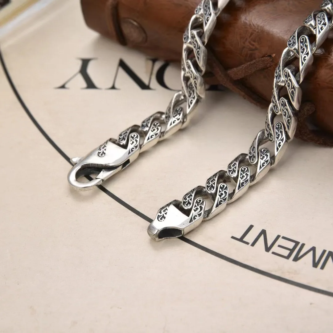 HX New Square Rattan Grass Pattern Bracelet for Men Mediterranean Style Cuban Chain Fashion Accessories Jewelry