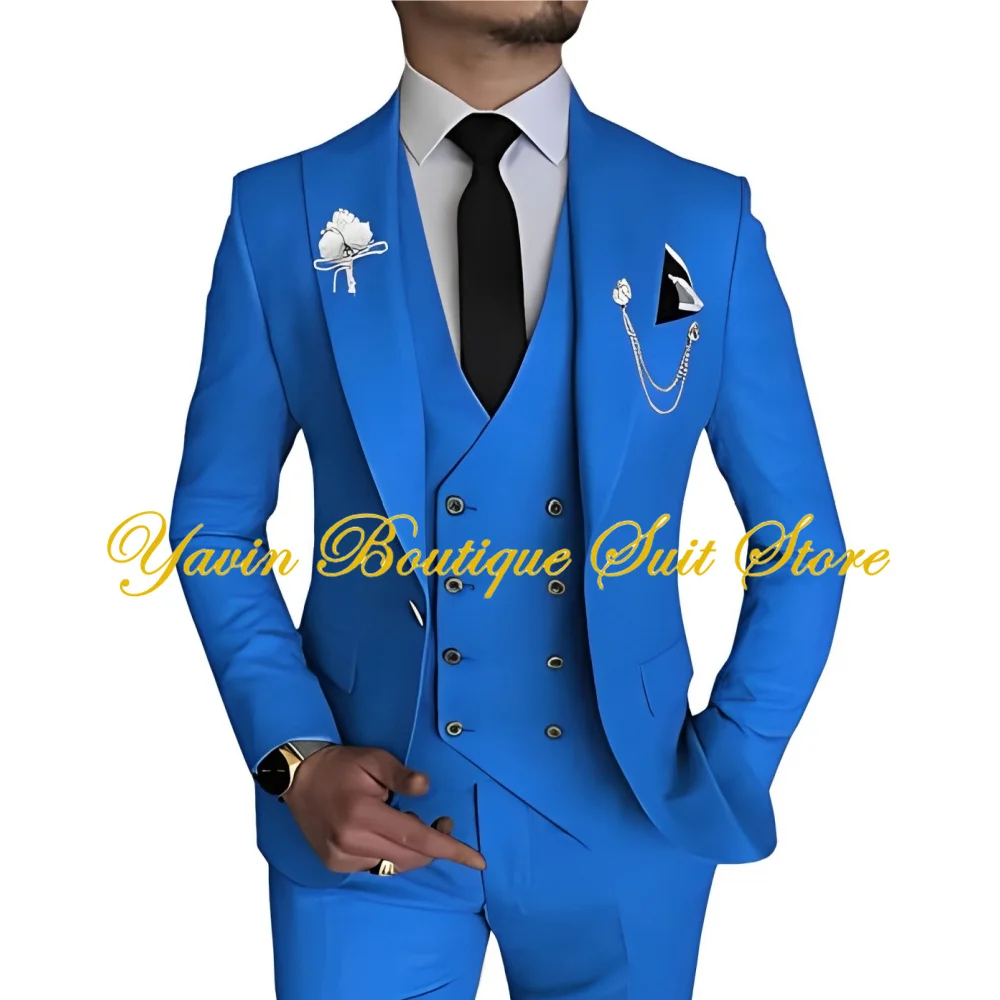 Formal Men\'s Suit 3-pieces Jacket Vest Pants Set Slim Fit Men Suits for Wedding Prom Dinner Party