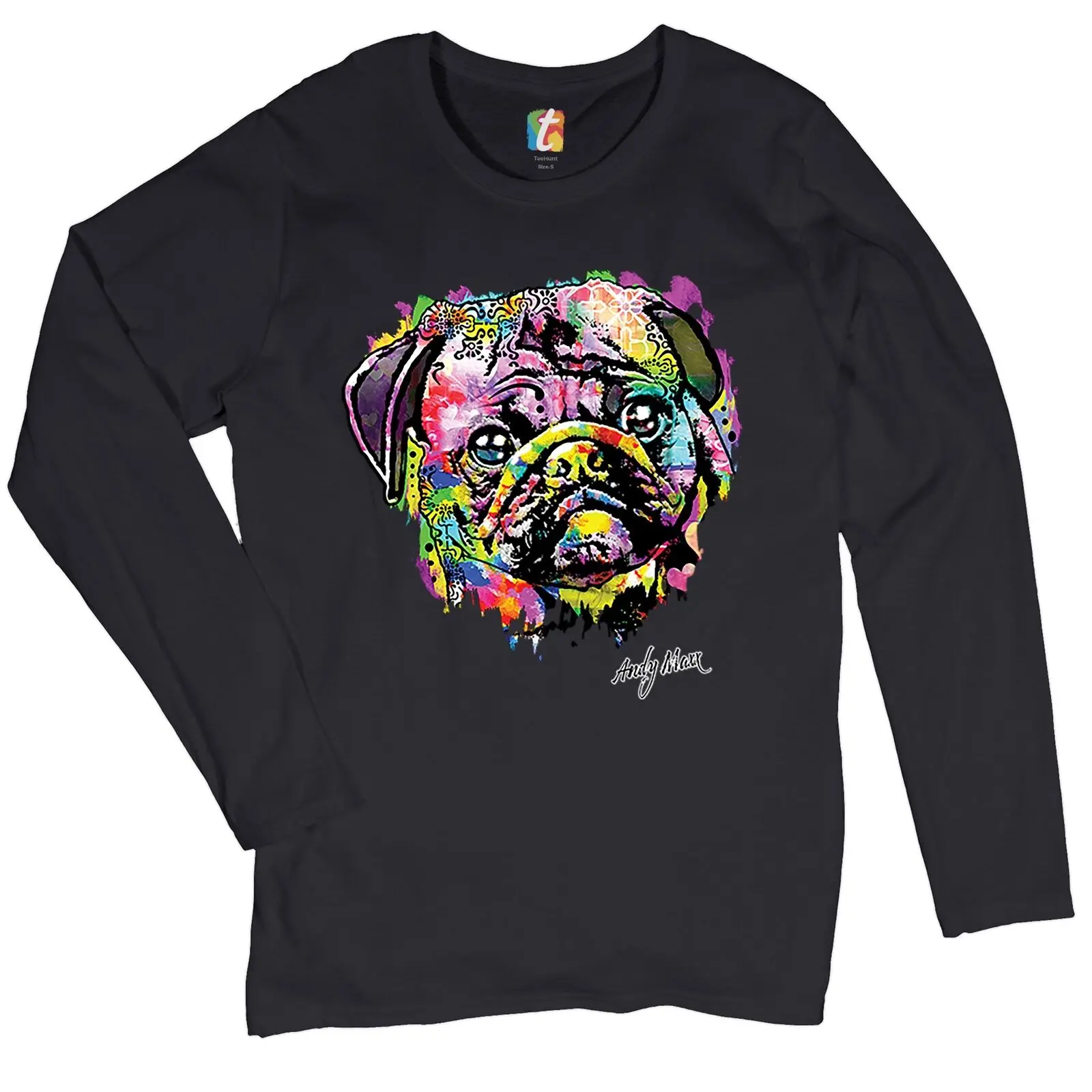 

Adorable Pug Women's Long Sleeve T-shirt Andy Maxx Pet Owner I Love My Dog