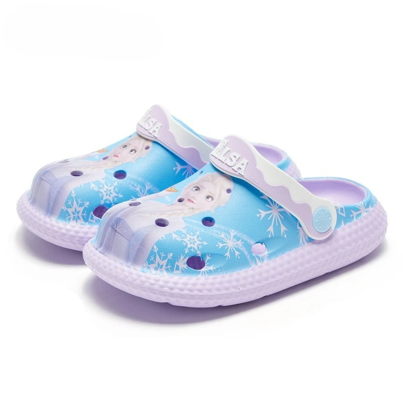 Disney Princess Elsa sandali scarpe estate donna Frozen EVA suola morbida sandali stampati pantofole Disney scarpe da spiaggia taglia 17-22