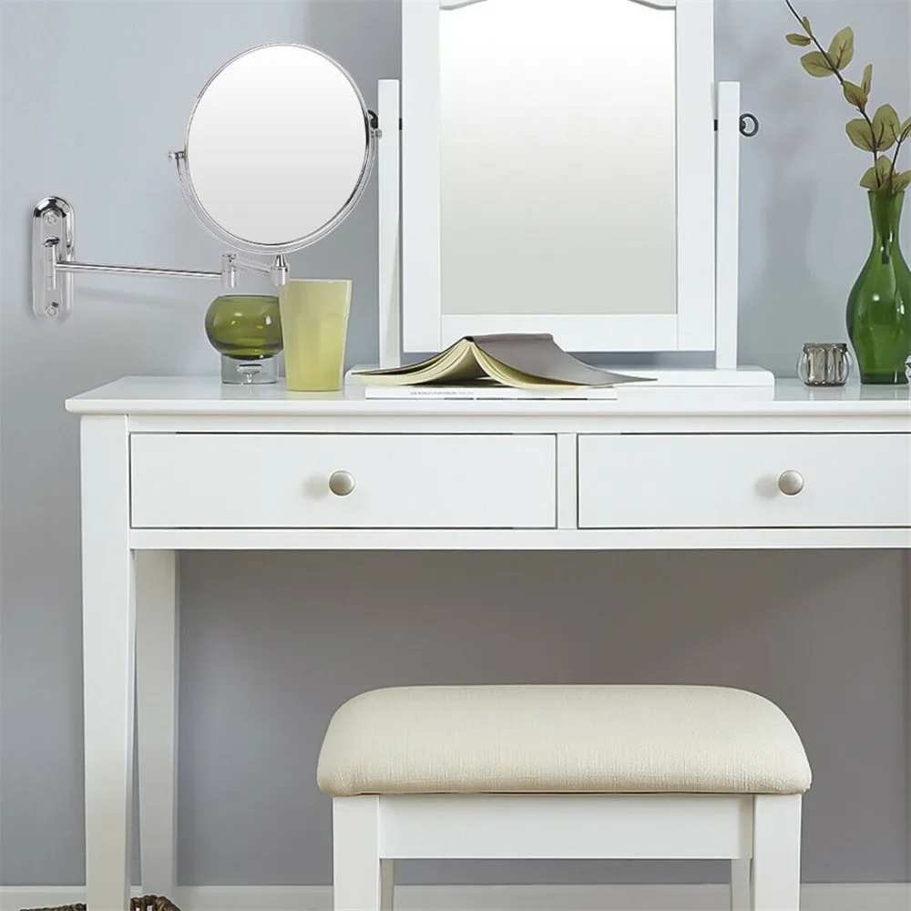 

8-дюймовое выдвижное настенное зеркало для бритья для макияжа с двумя сторонами для домашней ванной комнаты