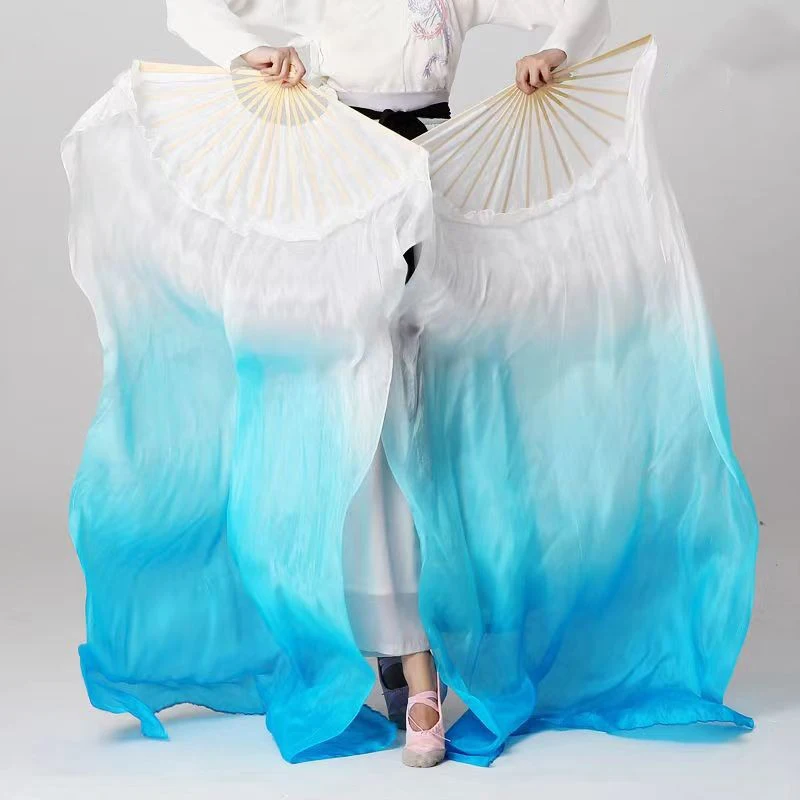New! Dancing Fan Extended Floating Head Gradient Color Dance Fans Portable Belly Dance Fan Dance Performance Wedding Long Fans