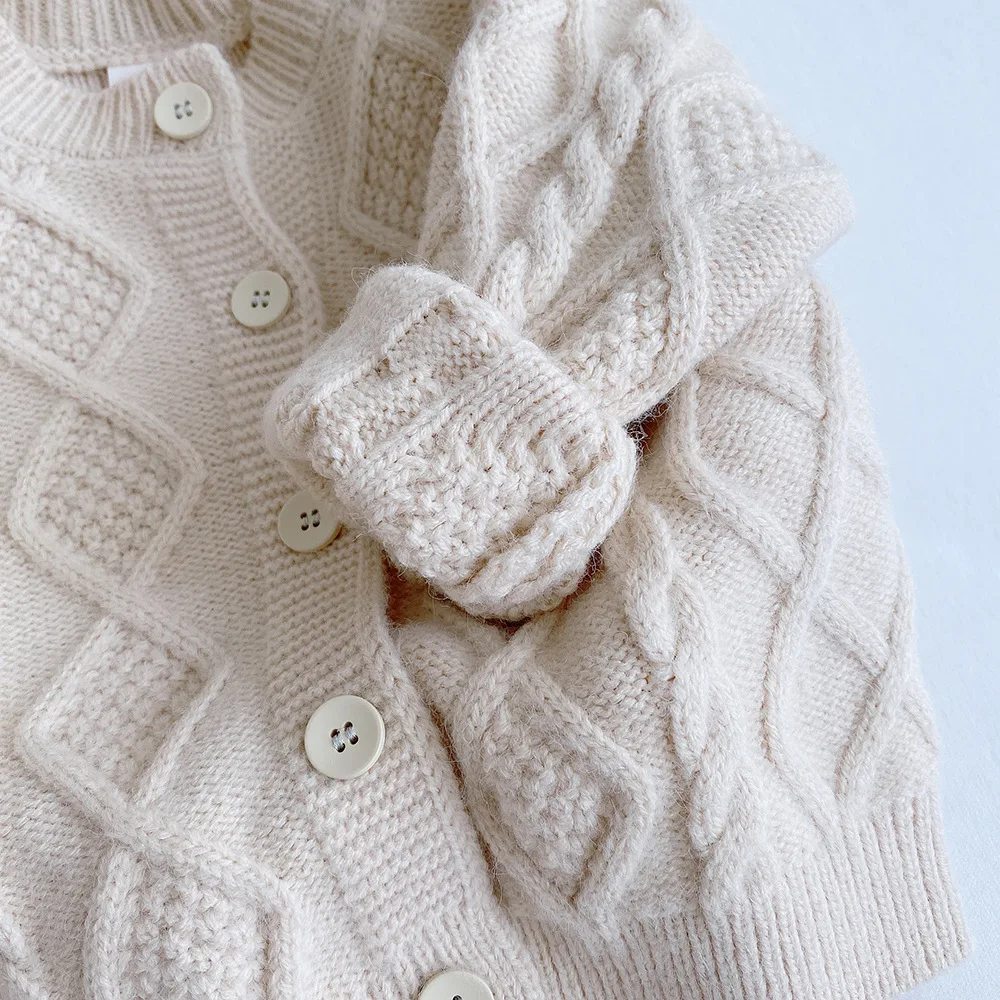 Kids Cardigan Sweaters Autumn Winter Baby Boys Girls Full Sleeve Solid Knitted Cotton Sweater Toddler Children Outwear Coat