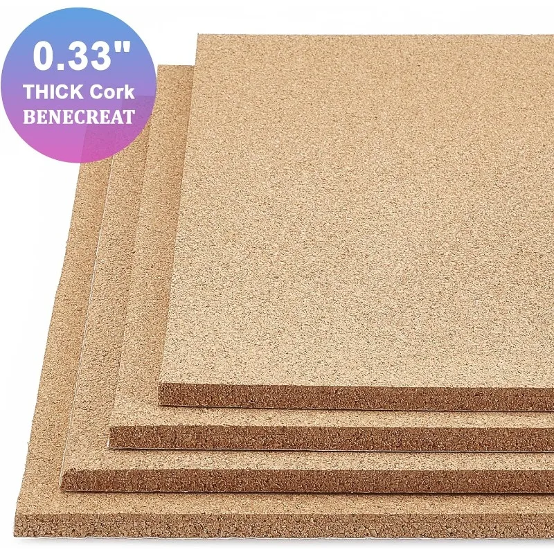 4PCS 11.8x8.26 Inch Cork Sheets Cork Board with Adhesive Back for Coaster Wall decoration Party and DIY Crafts Supplies