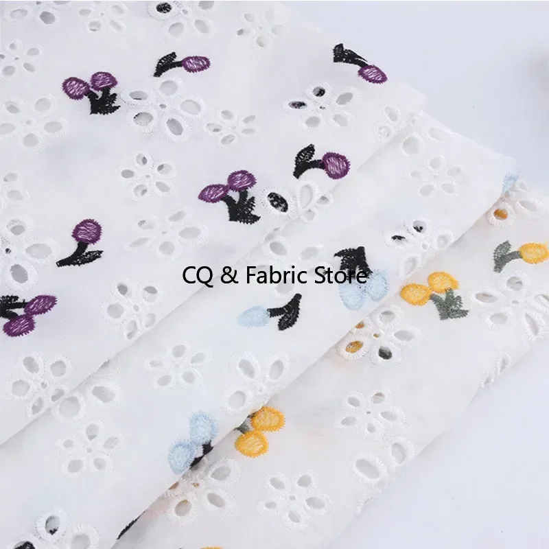 

Хлопковая ткань с вышивкой и цветком, кружевная ткань ручной работы, одежда «сделай сам», аксессуары для платья, японский стиль, ширина 130 см, 1 ярд