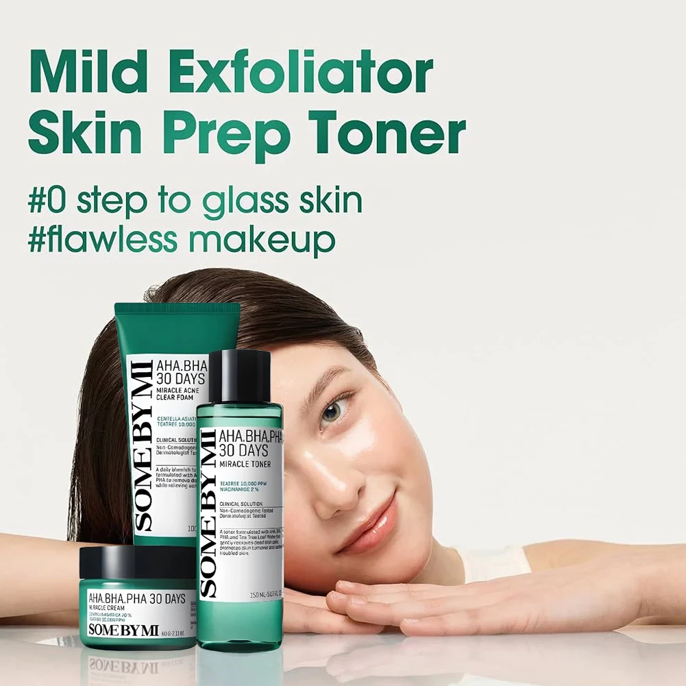 SOME BY MI AHA-BHA-PHA 30 Days Miracle Acne Set (Toner, Cream, Acne Foam)Soothes Suitable for Oily Acne Sensitive Skina