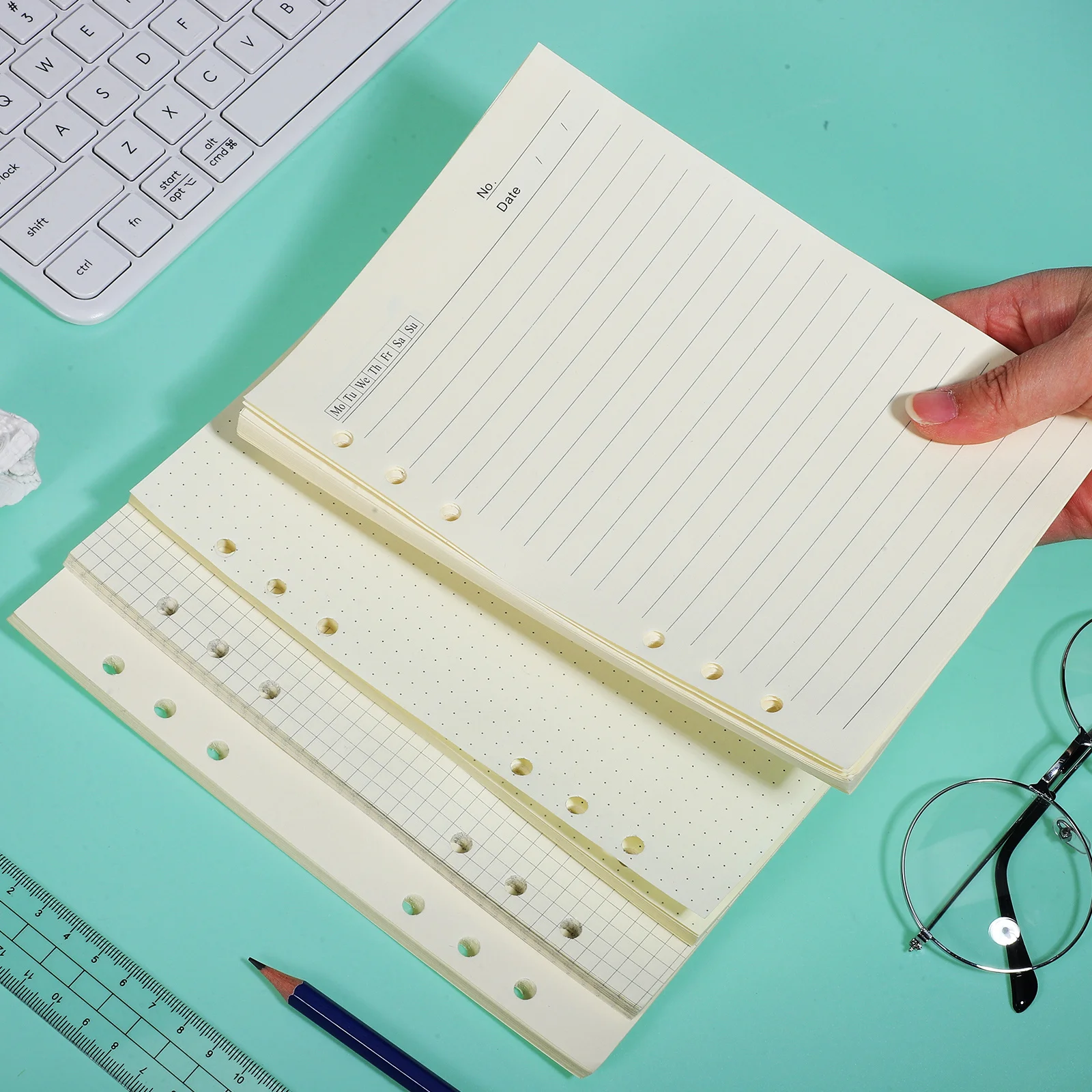 4 Pcs A5 Binder 6 Notepad Refills Dotted Graph Paper Binder Inserts Notebook A5 Paper Planner Study Office Use