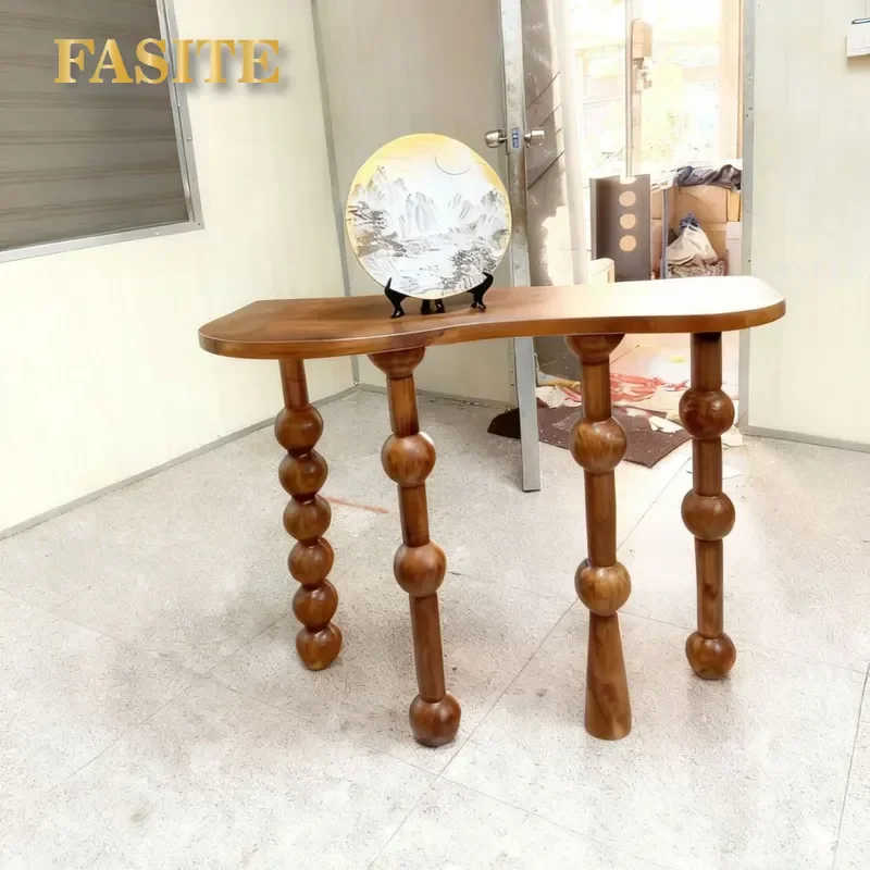 For Light Luxury Roman Column Solid Wood Strip Case Medieval Narrow Entrance Table Bedroom Corridor Retro Pine Creative