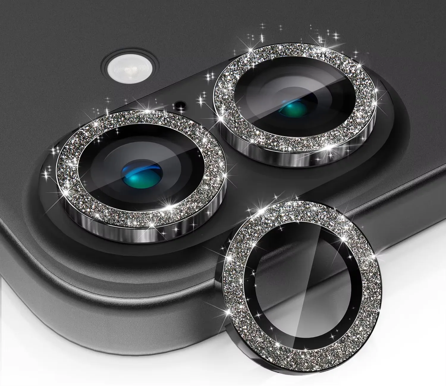 3PCS Glitter Bling Lens Film For iPhone 17 15 14 16 18 Pro Max Camera Protective Cap For iPhone Duo 12 11 13 Mini Camera Ring view 2