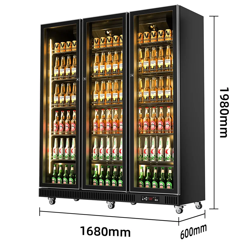Commercial Single-Temperature Display Refrigerator with Glass Door Single Beer Fridge Drink Beverage Cooler and Chiller