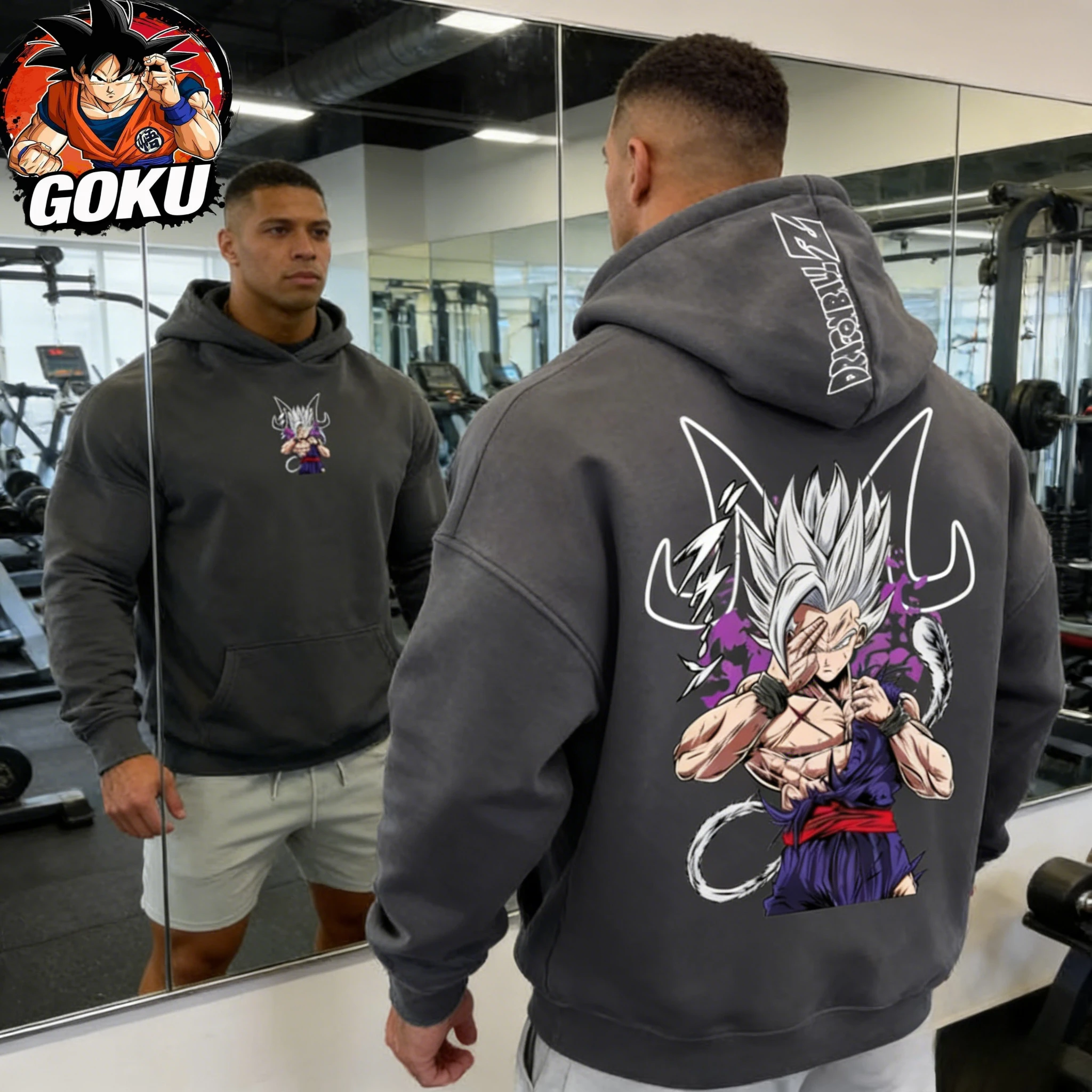

Худи унисекс Dragon Ball в стиле ретро, осень-зима 2026, 100% хлопок, с принтом Gohan Beast, оверсайз, для фитнеса и уличной моды