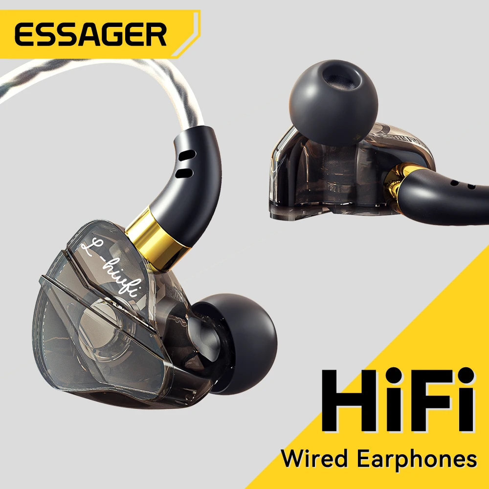 Essager 3.5mm Wired Headphones In Ear Type C Wired HiFi Headset Bass Stereo Sport Game Music Noice Cancelling Earbuds With Mic