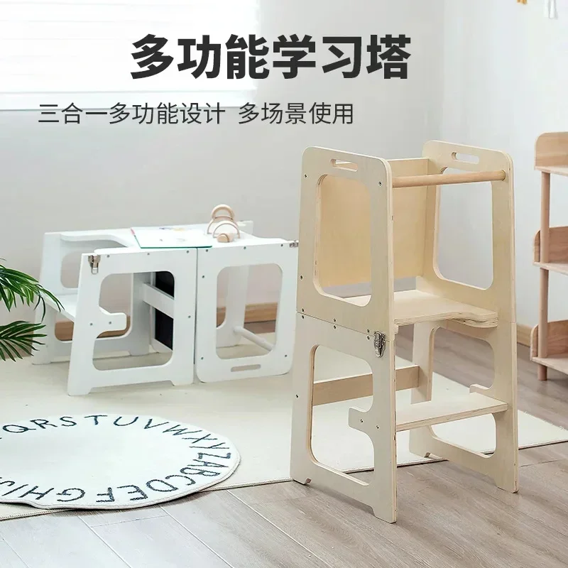 Practical For Children's 3-in-1 Foldable Hand Washing Stool Multi-functional Kitchen Stool Montessori Climbing Chair