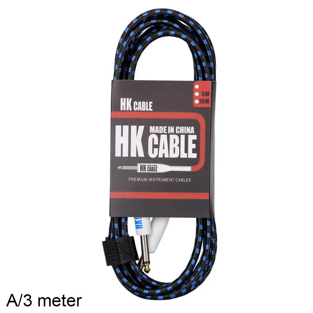 Câble de connexion pour pédales d'effets de guitare électrique, 5M/10M, bruit blindé de basse, connecteur No 6.35mm, câble métallique, accessoires de guitare Q3B4