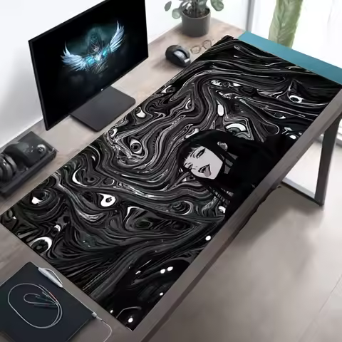Evil Girl Devil Eye Gaming Mousepad XXL Keyboard Gamer Mouse Pad on The Table Speed Desk Mat Anime 900x400 800X300 big Mouse Mat