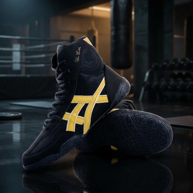 Hochwertige Professionelle Boxschuhe für Herren für Alle Jahreszeiten, Wrestling, Gymnastik, Indoor-Fitness und Umfassendes Training – Detail 3