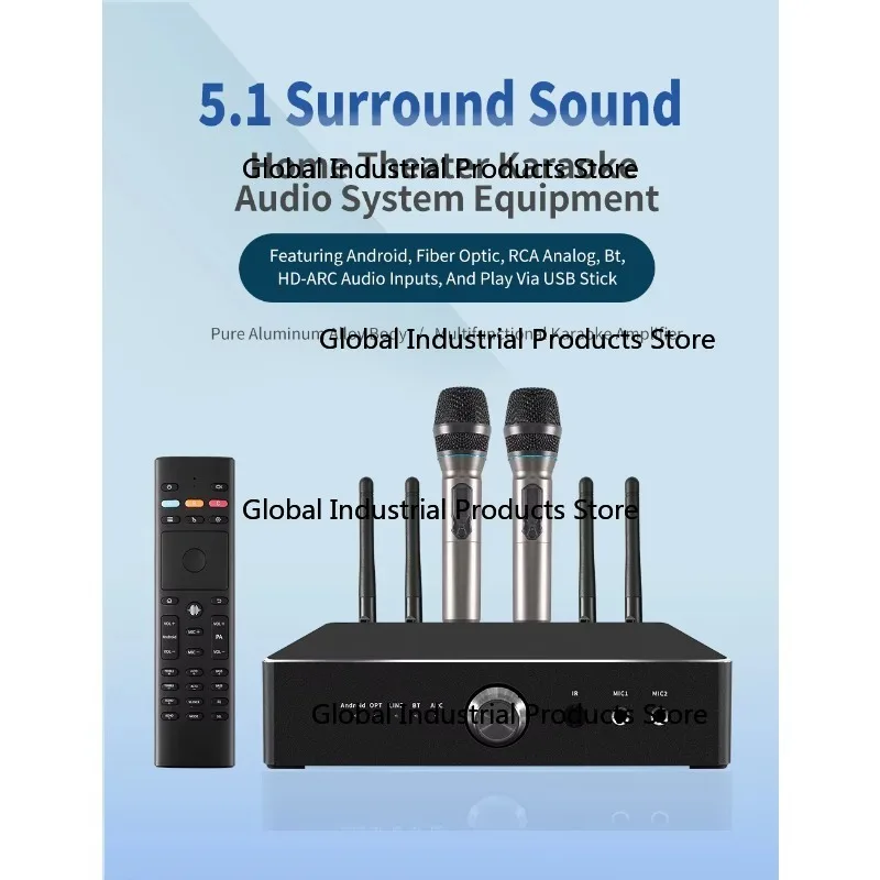 HLQ-600W 12 System Amplifier, 2GB + 8GB Memory, Dual WiFi, Home Application with Loudspeaker and Microphone for Meetings