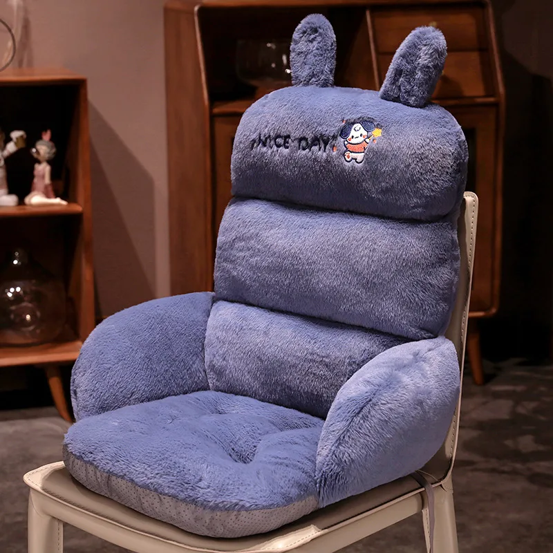 Soft Cartoon Rabbit Fur Chair Cushion Winter Thickened Heightened Plush Backrest Cushion for Office Floor Cushion