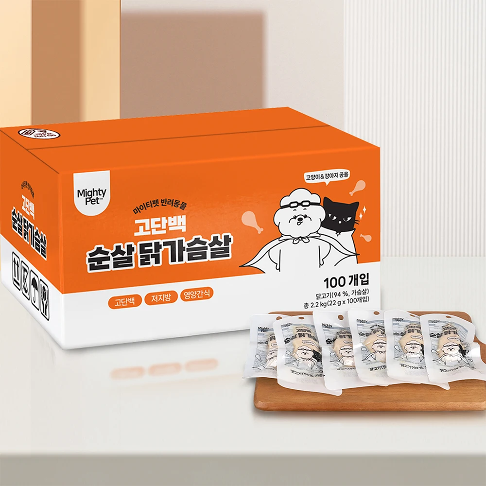 대용량 마이티펫 고양이가 최애 간식 순살 닭가슴살 100개입 2.2kg 1box - 1