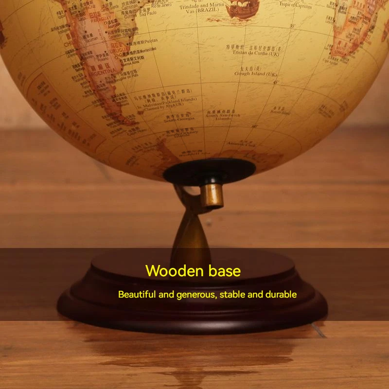 Mapa del mundo de la tierra LED Retro, mapa giratorio de 360 grados, todo en inglés, decoración de escritorio, lámpara de mesa, 20/25cm