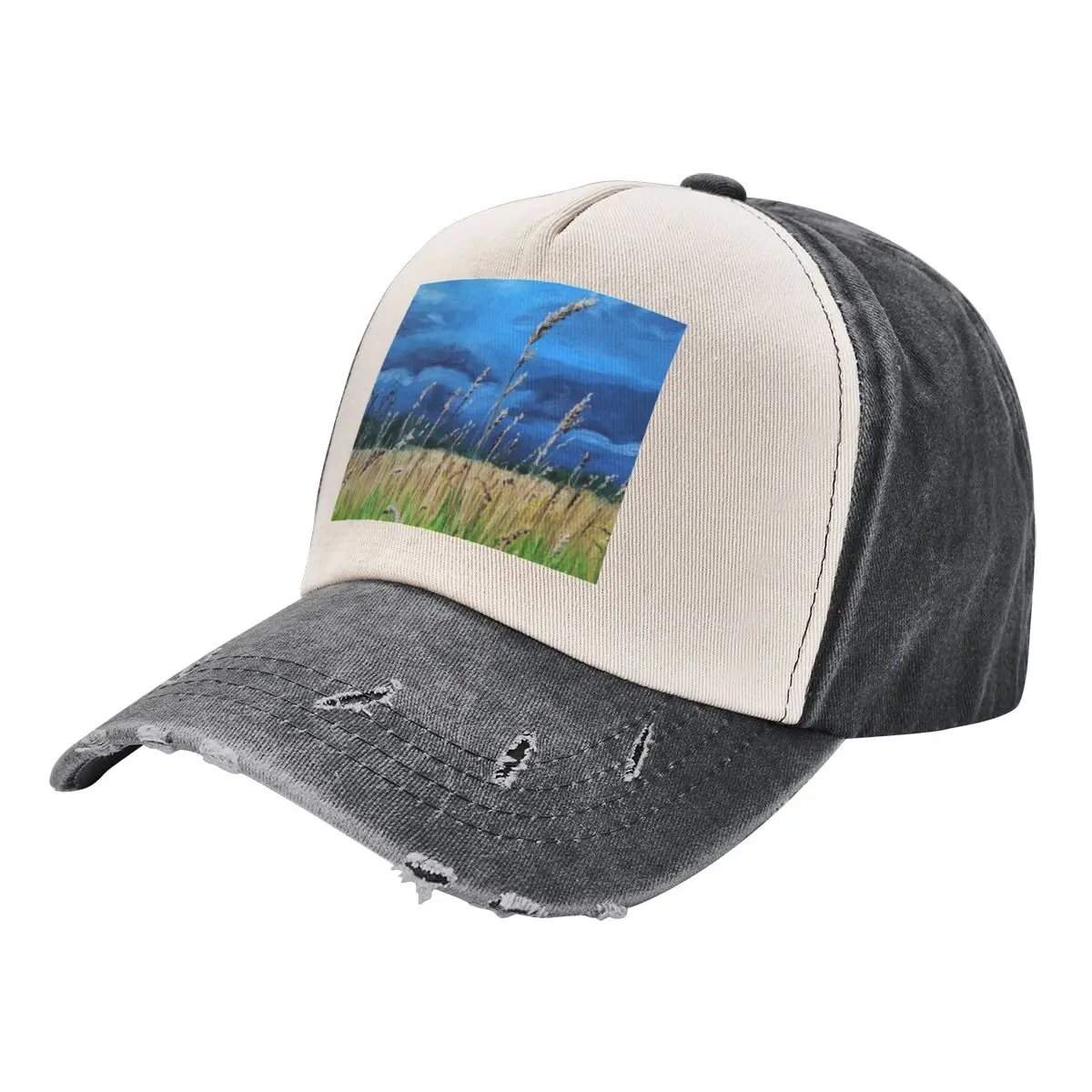 Wheatfield before a thunderstorm oil painting Baseball Cap Kids Hat Streetwear Ball Cap Woman Hats Men's