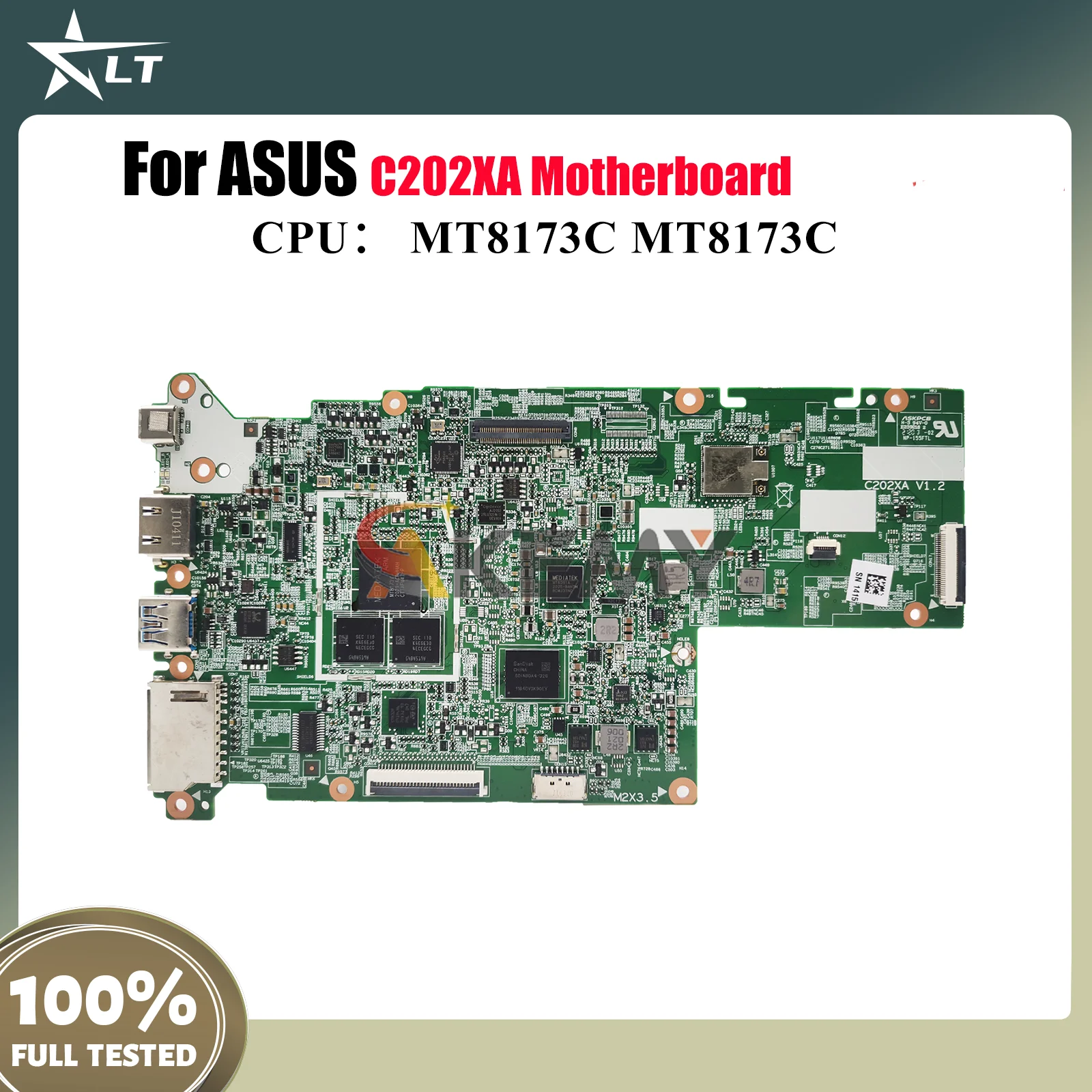 

C202XA Laptop Motherboard For ASUS Chromebook C202X C202XA Notebook Mainboard With MT8173C 100% tests OK fast shipping stk