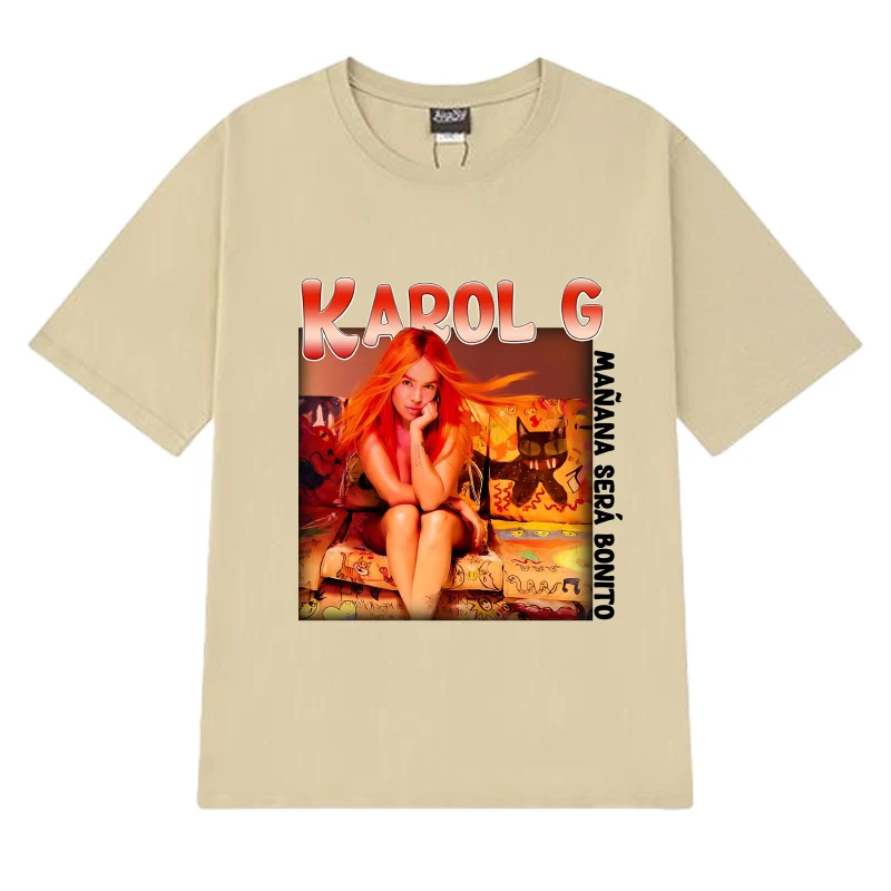 T-shirt graphique Karol G Album pour hommes et femmes, manches courtes, vintage, respirant, unisexe, 2024 coton, 100%