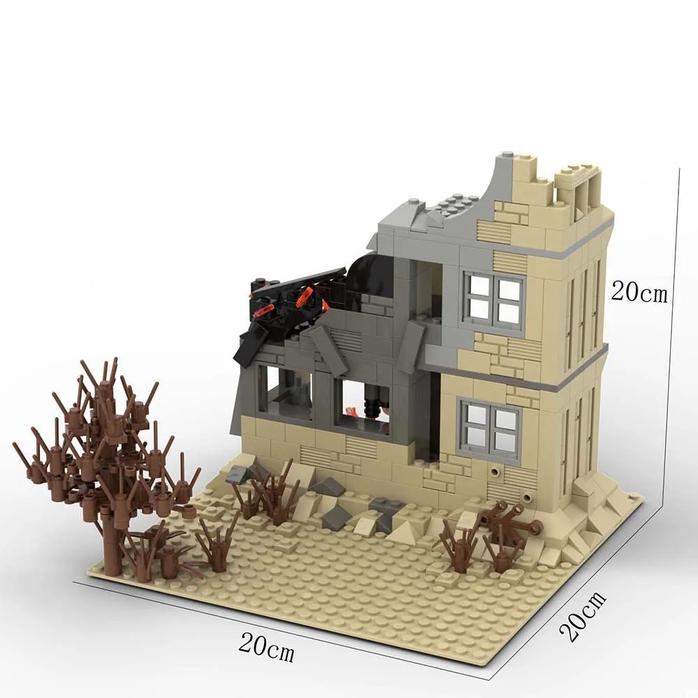Segunda guerra mundial militar moc pequenas ruinas base de treinamento militar diy acessórios blocos de construção tijolos brinquedos natal crianças presentes