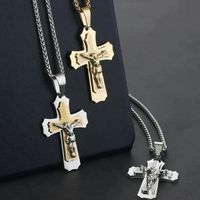 Christian Engraved Bible Crucifix Jesus Cross Necklace Stainless Steel Twist Chain Necklaces Male Christ Prayer Jewelry