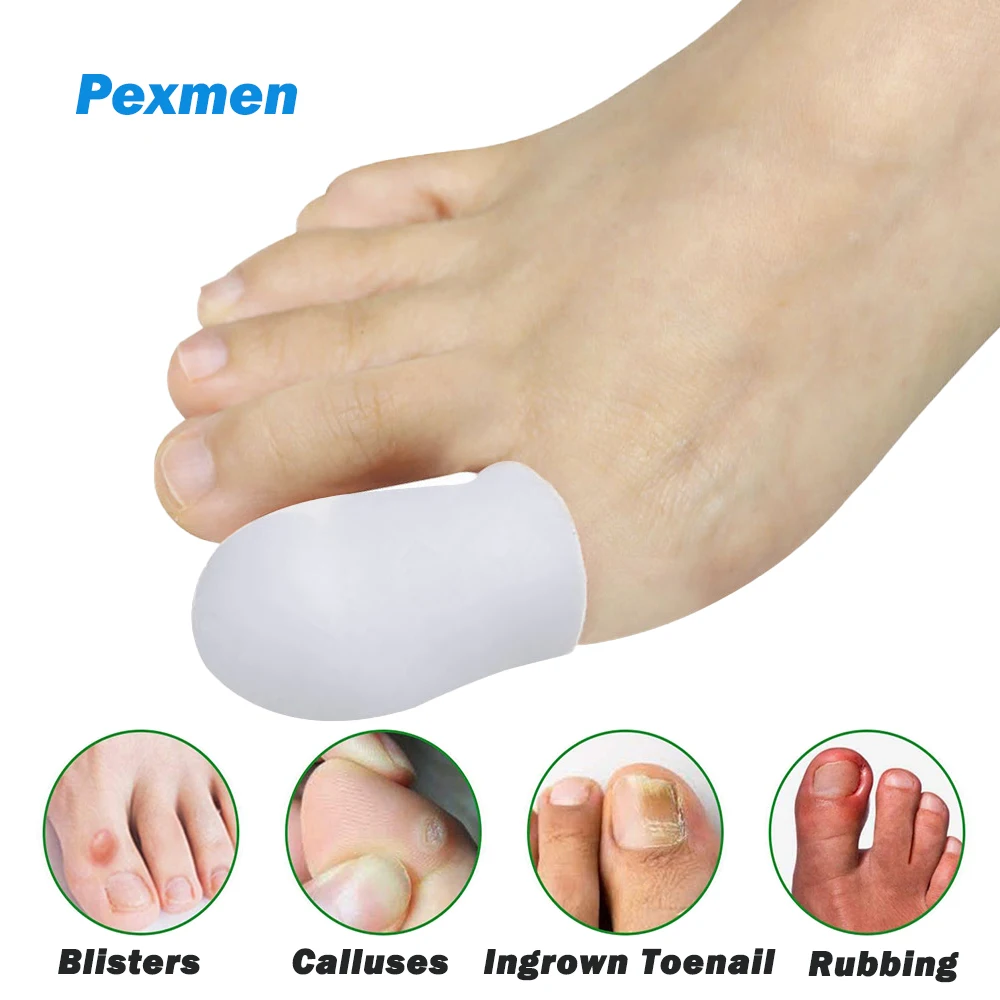 Pexmen 2/4Pcs Soft Gel Big Toe Caps Covers Toe Protectors Prevention for Corns Blisters and Ingrown Toenails Foot Care Tool