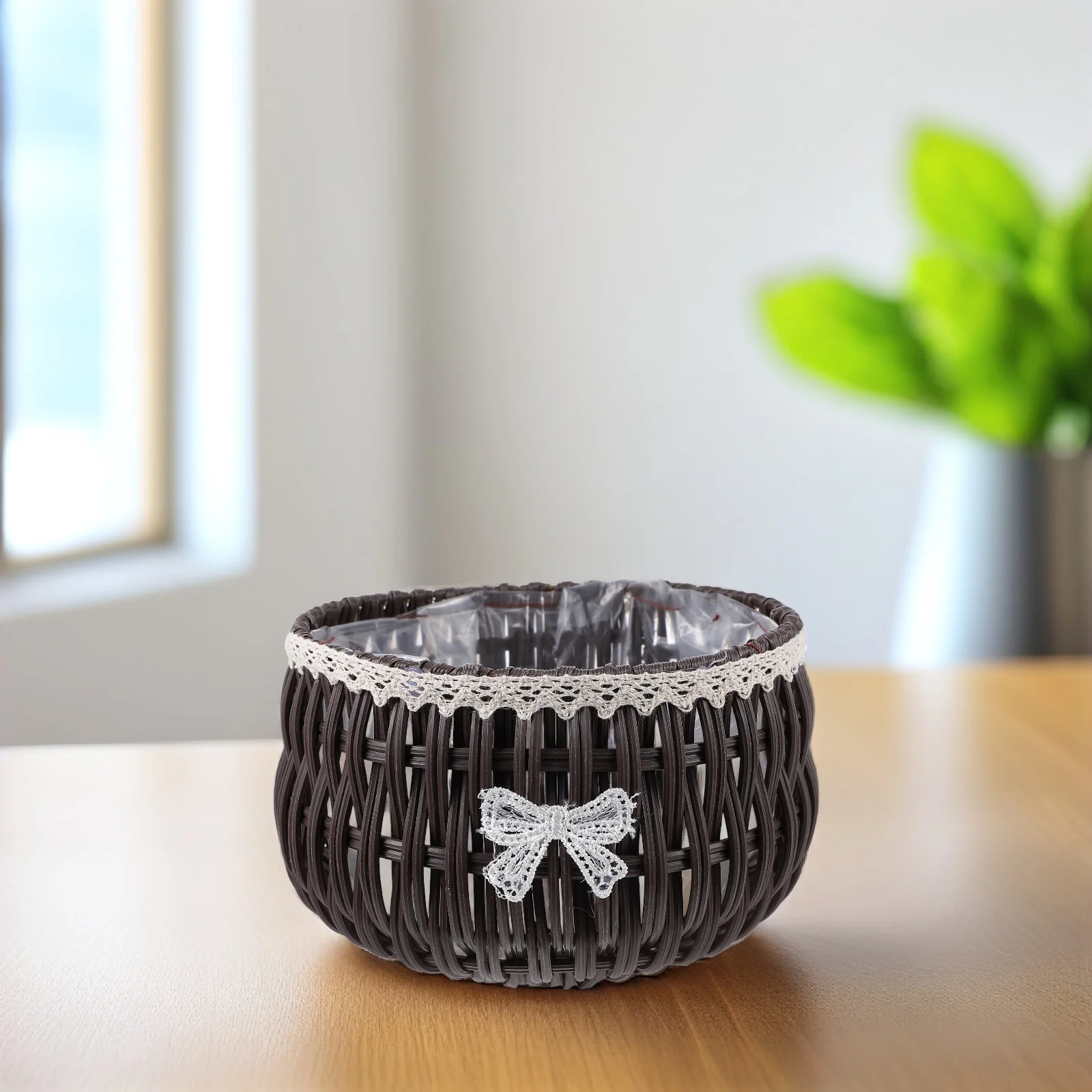 

Natural Woven Planter Farmhouse Style Handwoven Flowerpot Storage Container For Indoor Outdoor Plants Multi-Purpose Basket