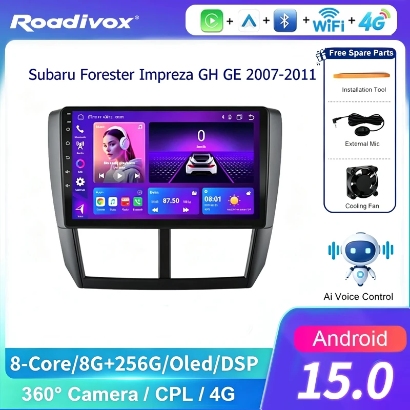 4G AI VOICE Android Car Radio Multimedia player for Subaru Forester Impreza GH GE 2007 2011 GPS Navigation Stereo Screen Video