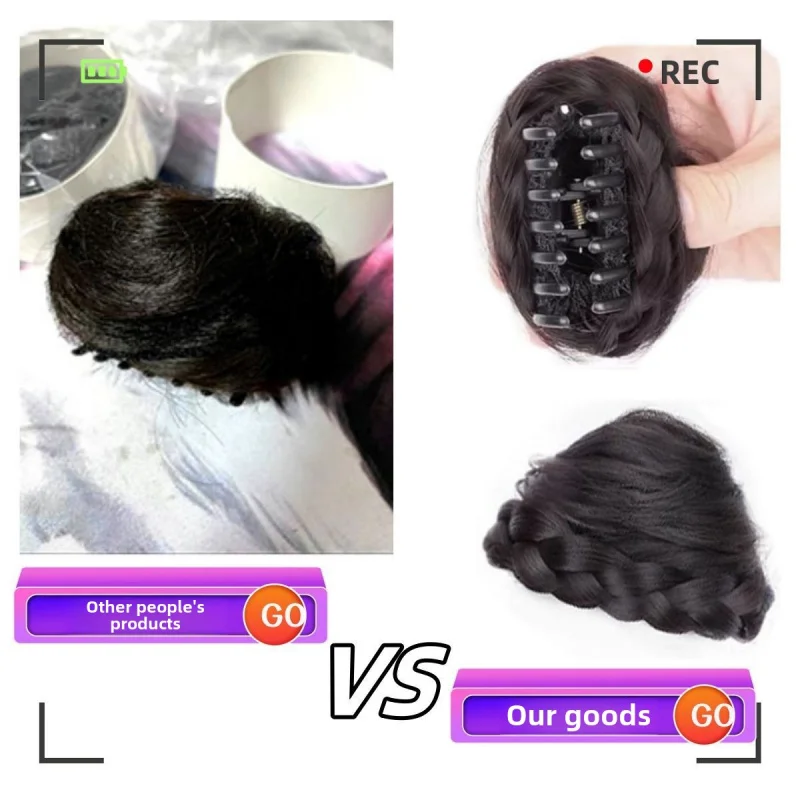 猫耳ウィッグ爪クリップおだんごヘアピースかわいいダブルおだんごヘアアクセサリーアップヘアフラワーおだんご合成かつら