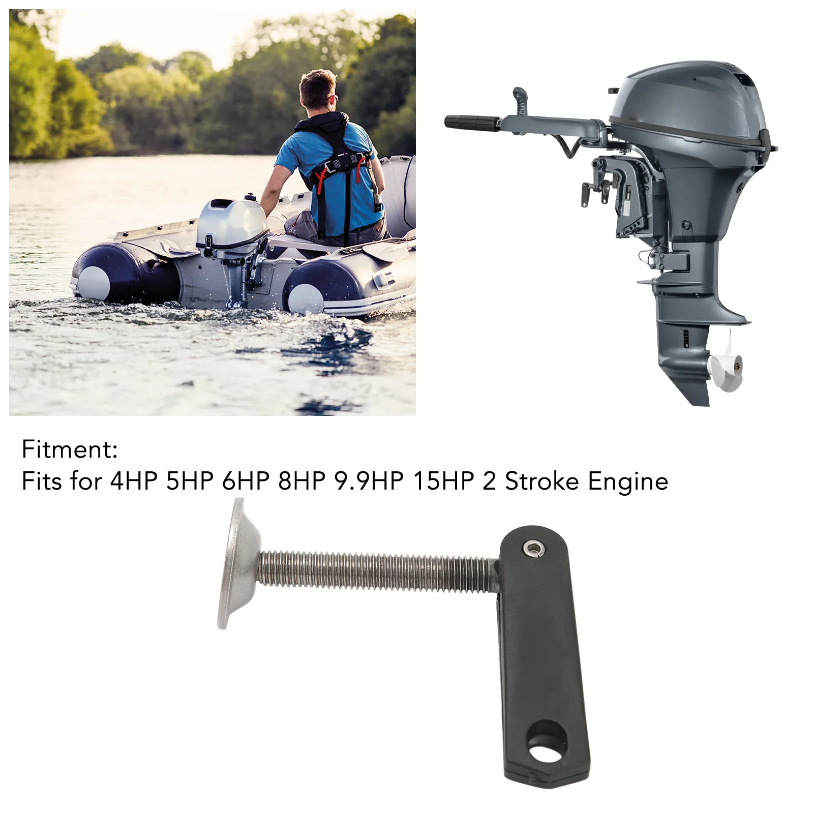 Outboard Motor Transom Mirror Clamp Handle Screw 6E0 43118 00 for Yamaha Outboard 4HP 5HP 6HP 8HP 9.9HP 15HP 2 Stroke Engine